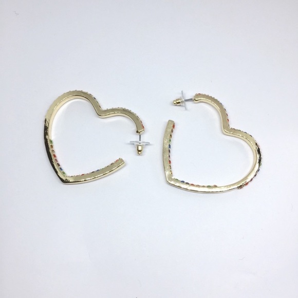 BaubleBar Rainbow Crystalline Heart Hoops - Picture 4 of 5